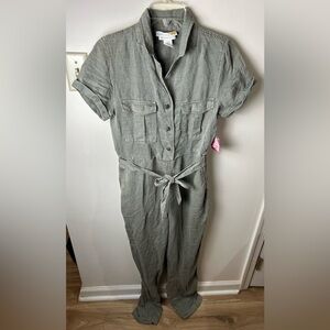 C & C California‎ Jumpsuit Romper Linen Lyocell Relaxed Chic Short Sleeve NEW S